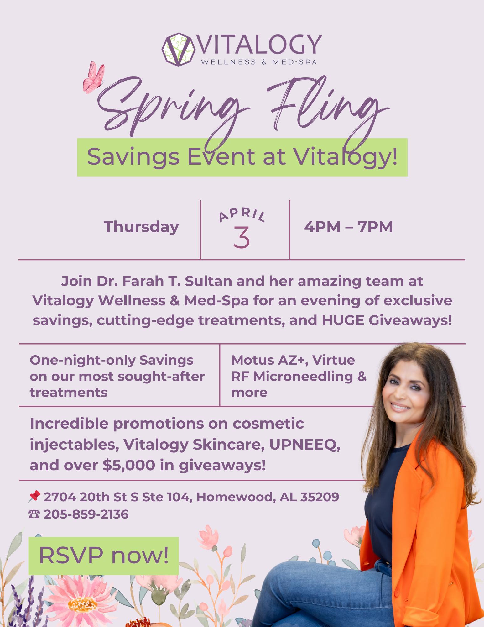 Spring Fling Savings Event at Vitalogy Wellness and Med Spa