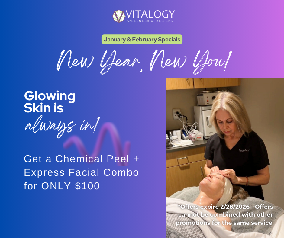 Chemical peel facial treatment at Vitalogy Wellness in Homewood, Alabama
